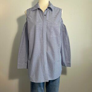Soft Surroundings Cold  Shoulder button down top Petite Large